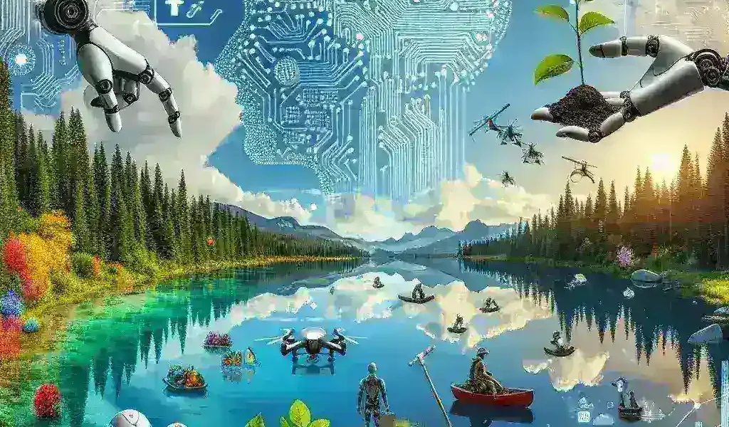 "AI technology analyzing environmental pollution data on a digital interface, showcasing how advanced tools are transforming pollution detection and remediation efforts."