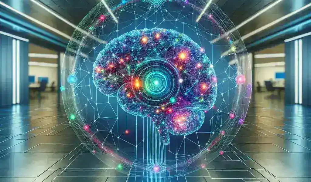 "AI Hallucination Detection Tools for Enterprise Systems - Visual representation of advanced AI algorithms monitoring data integrity and performance in large-scale enterprise environments."