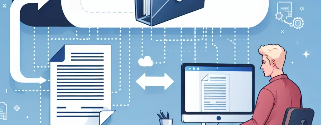 "Professional using cloud storage interface on a laptop to back up large project files, illustrating the process of cloud data management in a comprehensive guide for professionals."